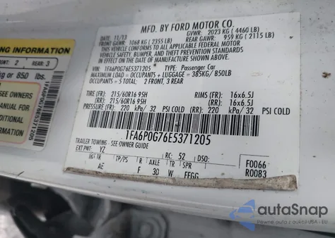 2014 Ford Fusion S из США, поврежденный, VIN 1FA6P0G76E5371205